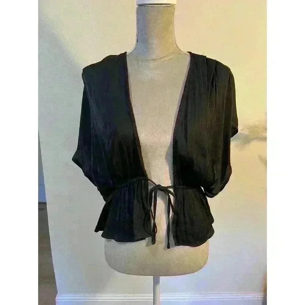 Women's Black Cami Tie Front Top, Size M, Forever 21